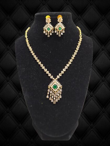 Tassel Necklace Set with Green Stones