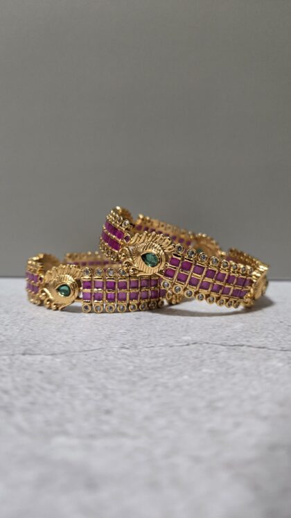 Premium Kemp Bangles Set - 2pc (Pink)