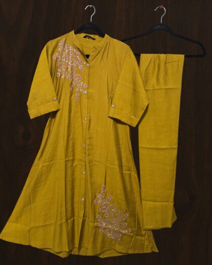 Silk Coord Set with Floral Embroidery Work