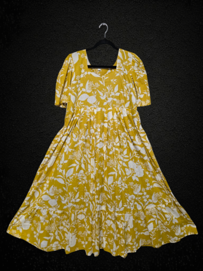 Kalamkari Floral Gown (Yellow)