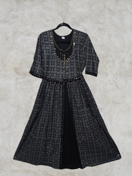 Designer Mirror Work Gown (Black)