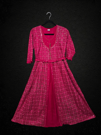 Designer Mirror Work Gown (Maroon)